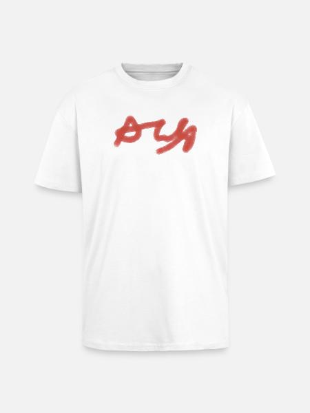 Roter Pinselbuchstabe Ay - Oversized Heavyweight Unisex T-Shirt - Weiß