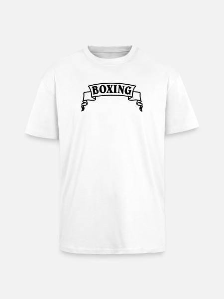 Boxen Boxtext in Wimpel oder Banner - Oversized Heavyweight Unisex T-Shirt - Weiß