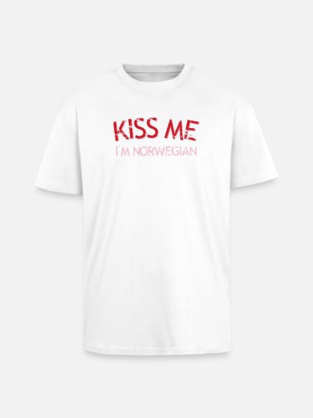 Kiss Me I'm Norwegian - Unisex Oversized Heavyweight T-shirt - white