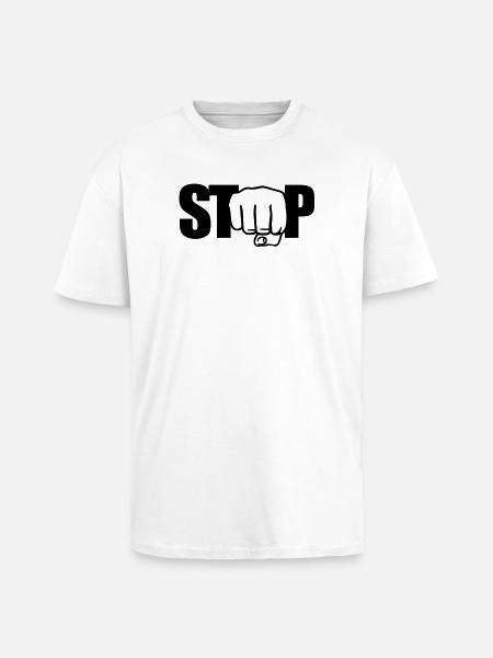 Stop | Faust | Fist - Unisex Oversized Heavyweight T-shirt - white