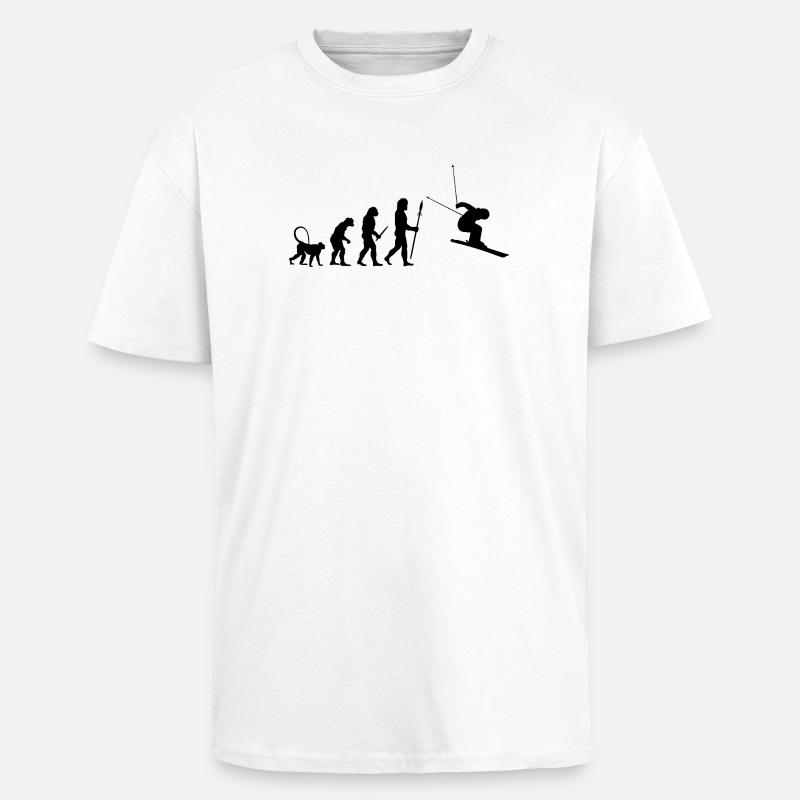 Skifahrer Evolution - Oversized Heavyweight Unisex T-Shirt - Weiß