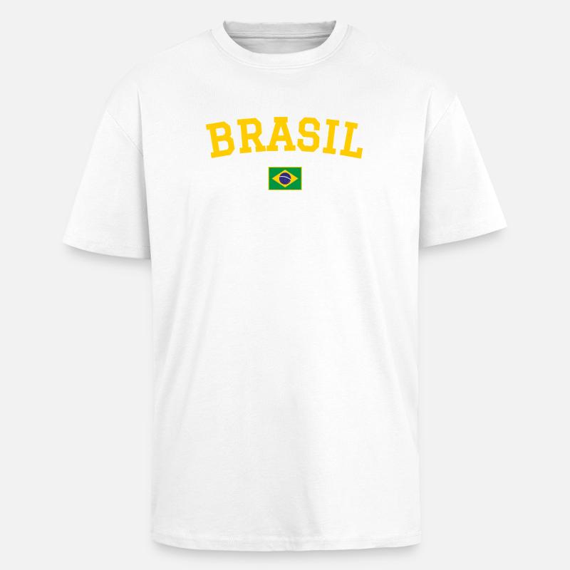 Drapeau du Brésil jaune - T-shirt unisexe oversize épais - blanc