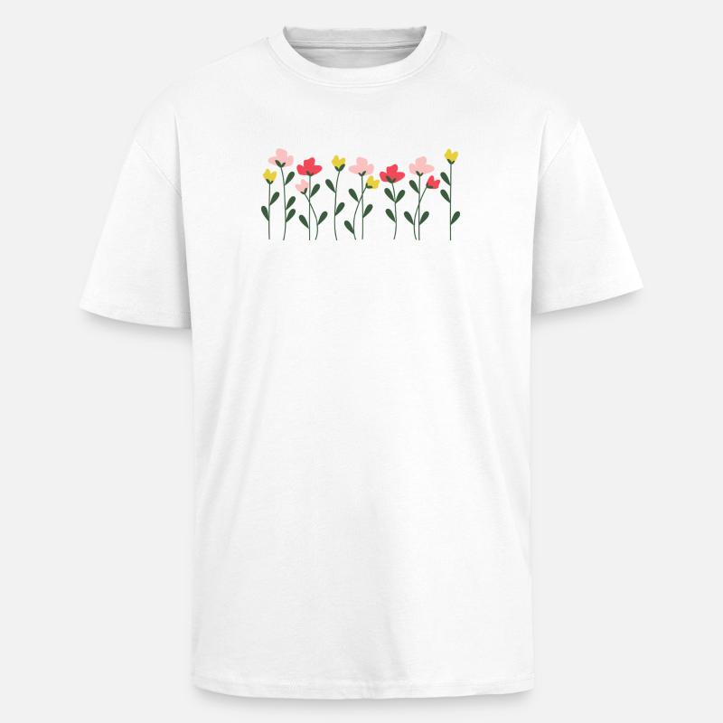 Herzblumen auf minimalem Schwarz - Oversized Heavyweight Unisex T-Shirt - Weiß