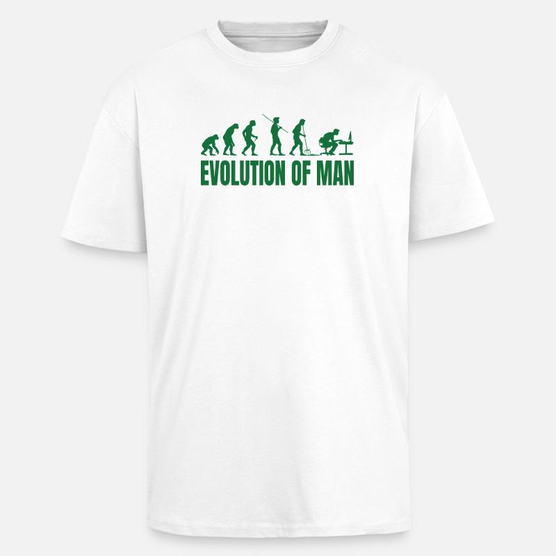 Évolution de l’homme Programmeur IT - T-shirt unisexe oversize épais - blanc
