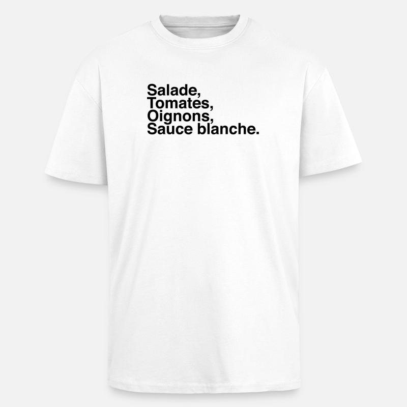 Salade Tomate Oignons Sauce blanche - T-shirt unisexe oversize épais - blanc