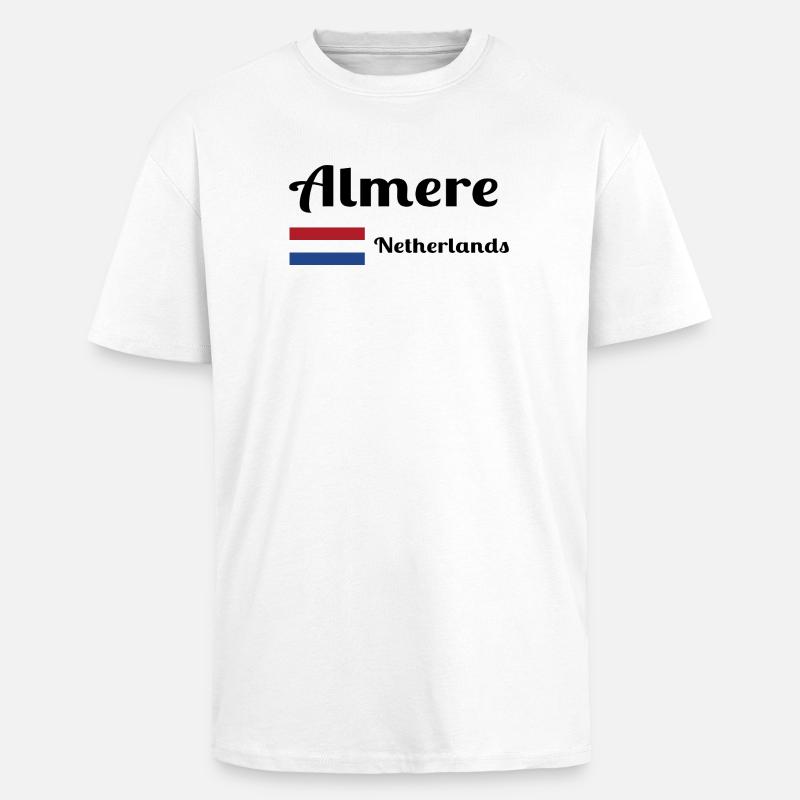 Almere Pays-Bas - Imprimés élégants - T-shirt unisexe oversize épais - blanc