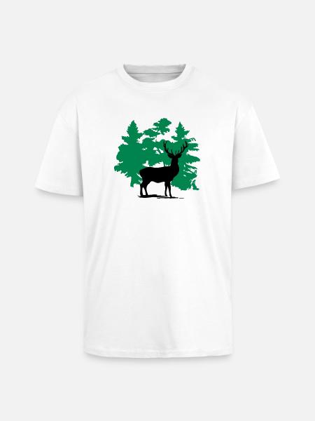 Hirsch - Deer - Oversized Heavyweight Unisex T-Shirt - Weiß
