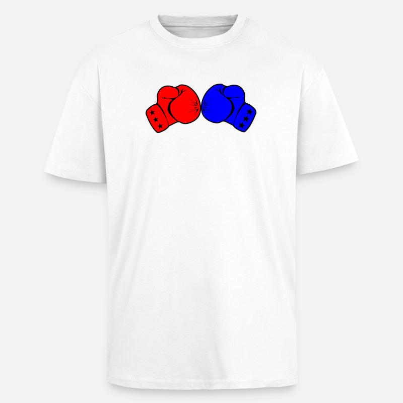 Zwei Boxhandschuhe rot und blau - Oversized Heavyweight Unisex T-Shirt - Weiß