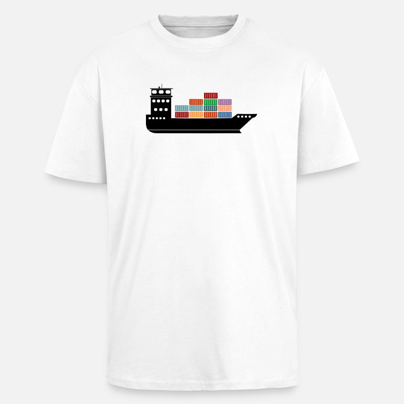 Seecontainerschiff oder Boot mit Containern - Oversized Heavyweight Unisex T-Shirt - Weiß