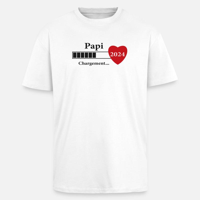 papi - futur papi chargement - T-shirt unisexe oversize épais - blanc