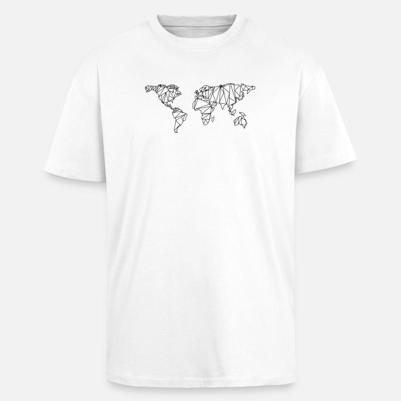 Carte du monde - T-shirt unisexe oversize épais - blanc