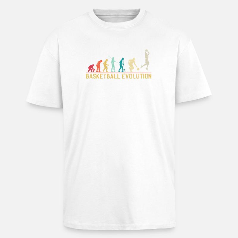 Basketball Evolution Progression Design - T-shirt unisexe oversize épais - blanc