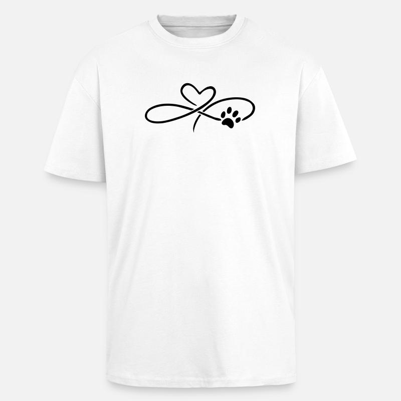 Infinity Herz mit Pfote Hund Katze - Oversized Heavyweight Unisex T-Shirt - Weiß