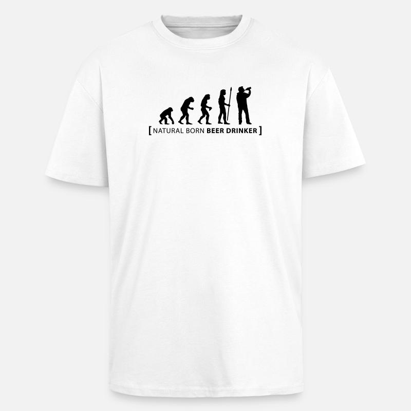 evolution_beer_drinker - Oversized Heavyweight Unisex T-Shirt - Weiß