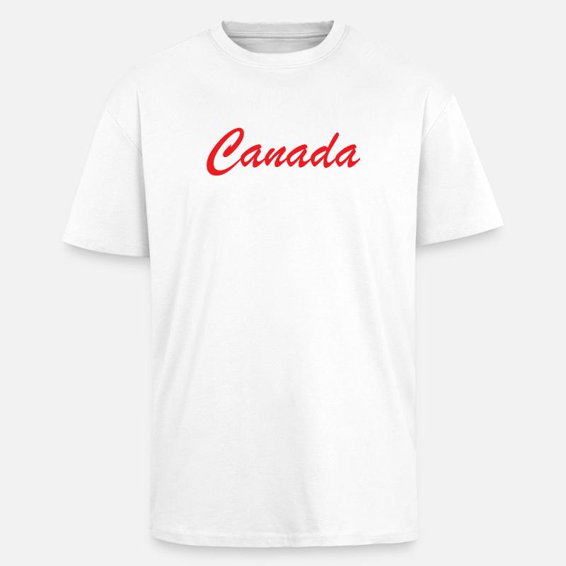 Lettrage Canada Script Rouge - T-shirt unisexe oversize épais - blanc