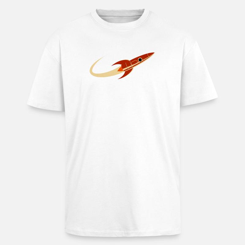Fusée spatiale rouge - T-shirt unisexe oversize épais - blanc