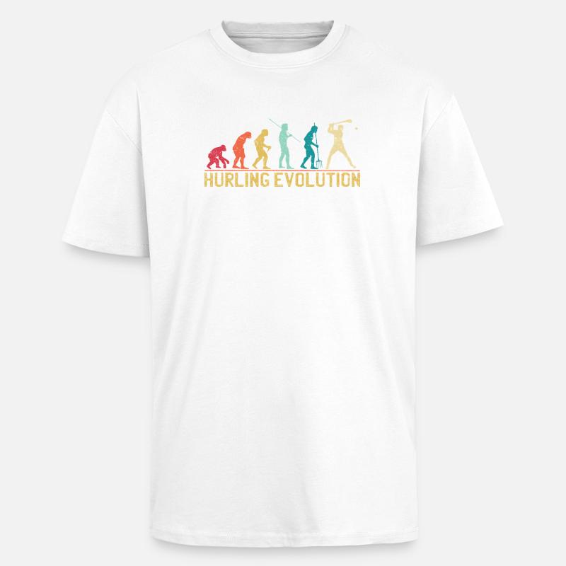 Hurling Evolution Silhouette Design - Unisex Oversized Heavyweight T-shirt - white