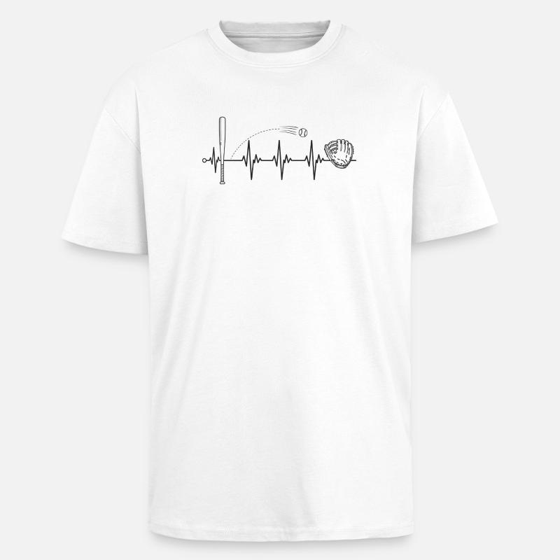 I heart Baseball! - Baseball Heartbeat - Unisex Oversized Heavyweight T-shirt - white