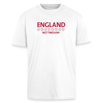 Nottingham England Football Emblem - Unisex Oversized Heavyweight T-shirt - white - Front - Alina (178cm) & Michal (187cm)