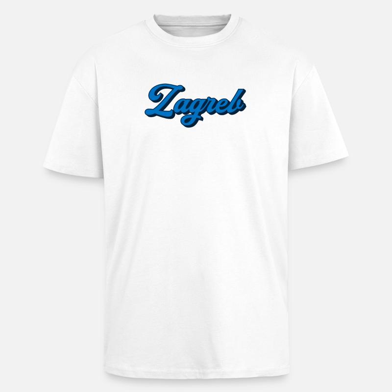 Zagreb Script Logo Stil - Oversized Heavyweight Unisex T-Shirt - Weiß