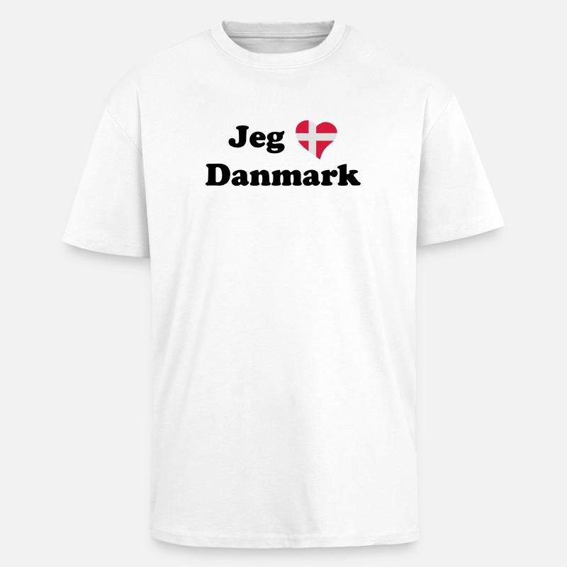 Jeg elsker Danmark - I love Denmark. - Unisex oversized heavyweight t-shirt - hvid