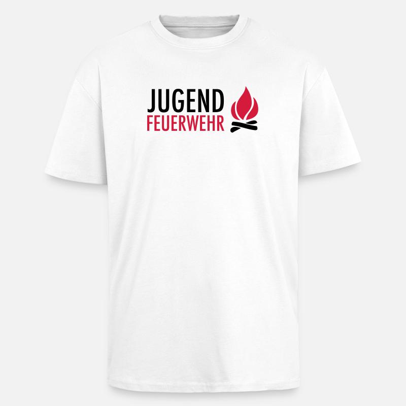 Young firefighters with flame - Unisex Oversized Heavyweight T-shirt - white