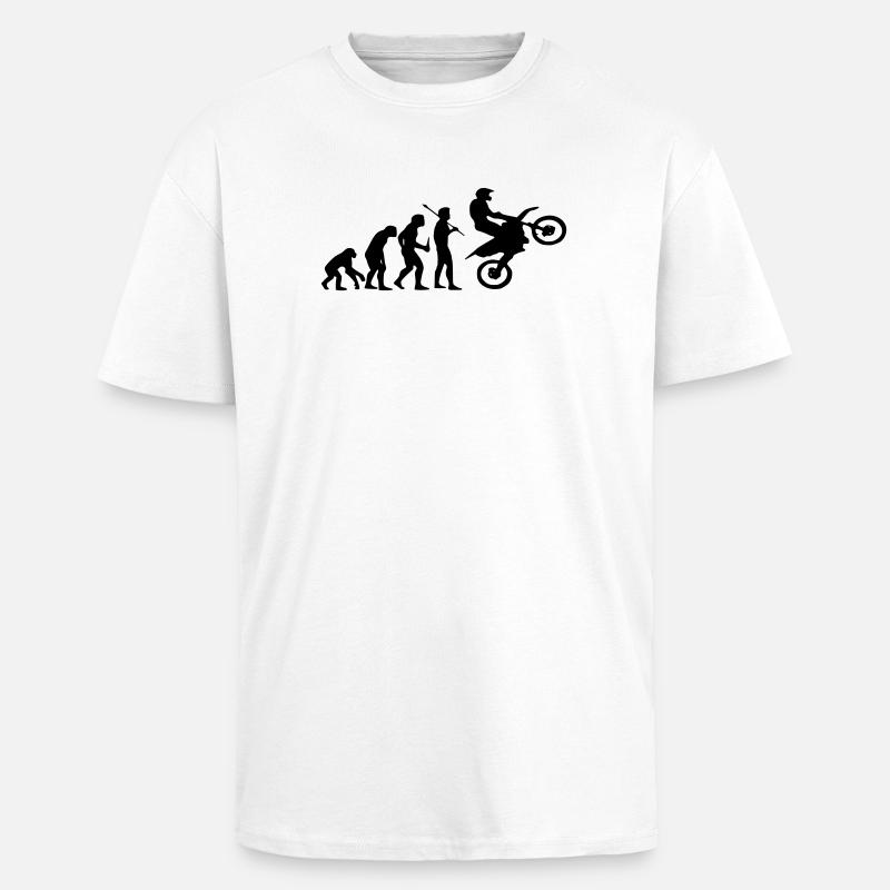 Evolution Monkey to Motocross - Unisex Oversized Heavyweight T-shirt - white