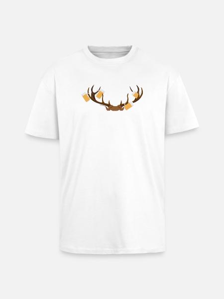 Hirschgeweih mit Bier - Oversized Heavyweight Unisex T-Shirt - Weiß