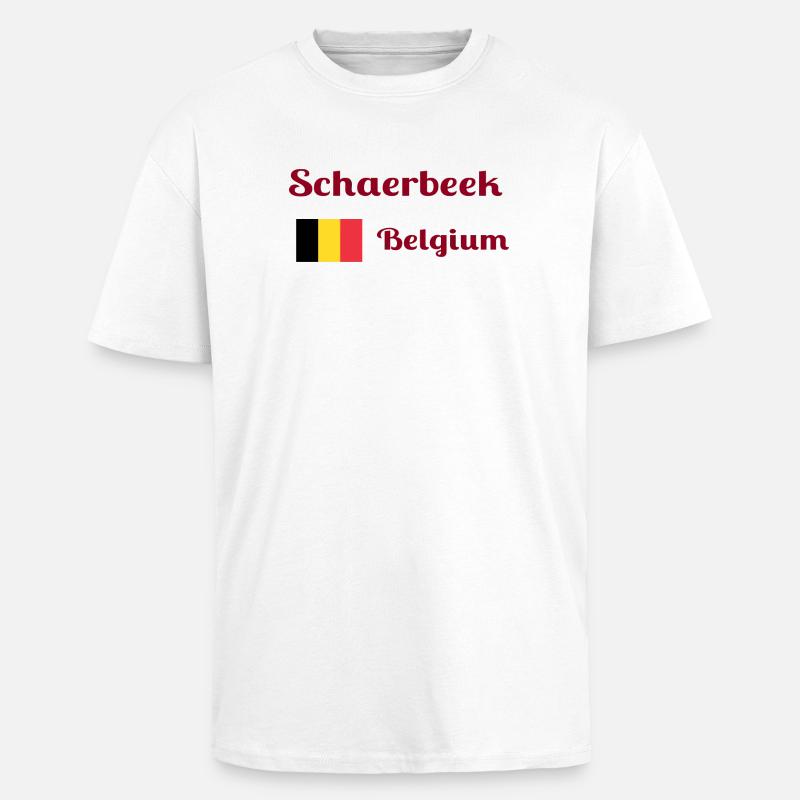 Schaerbeek Belgio - Stampe alla moda - T-shirt unisex oversize pesante - bianco