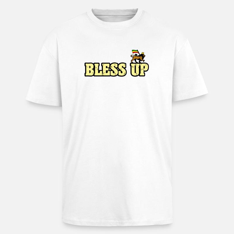 Dub Reggae Bless Up - Unisex Oversized Heavyweight T-shirt - white