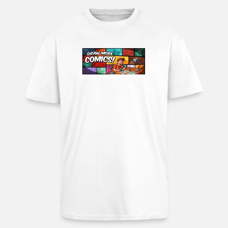 Draw More Comics! - Unisex Oversized Heavyweight T-shirt - white