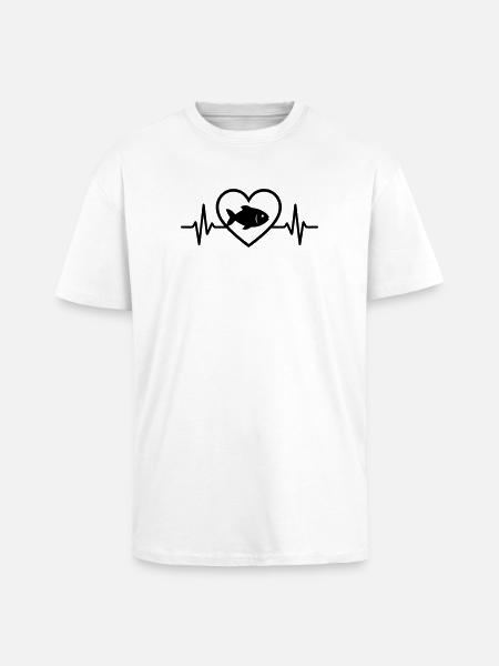Fisch Herz - Oversized Heavyweight Unisex T-Shirt - Weiß