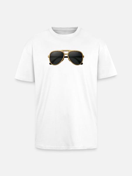 Goldene Pilotenbrille im Retro-Design - Oversized Heavyweight Unisex T-Shirt - Weiß