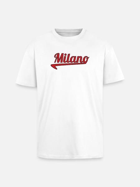 Milano Script Emblème Swoosh - T-shirt unisexe oversize épais - blanc