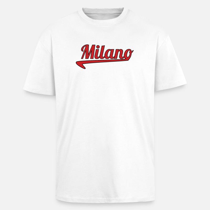 Milano Script Emblem Swoosh - Oversized Heavyweight Unisex T-Shirt - Weiß