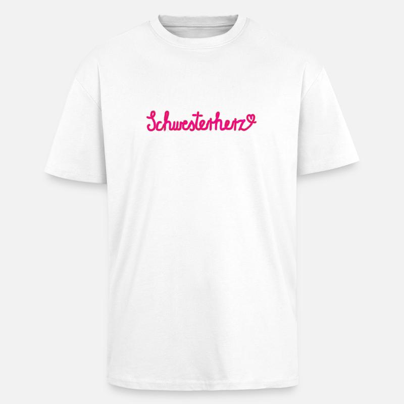 Schwesterherz - Geschenk mit Herz - Oversized Heavyweight Unisex T-Shirt - Weiß