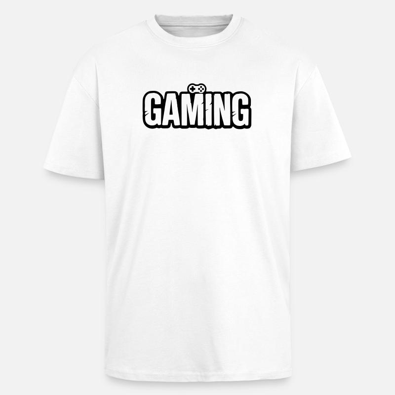 Gaming_Schrift_mit_Conroller - Oversized Heavyweight Unisex T-Shirt - Weiß