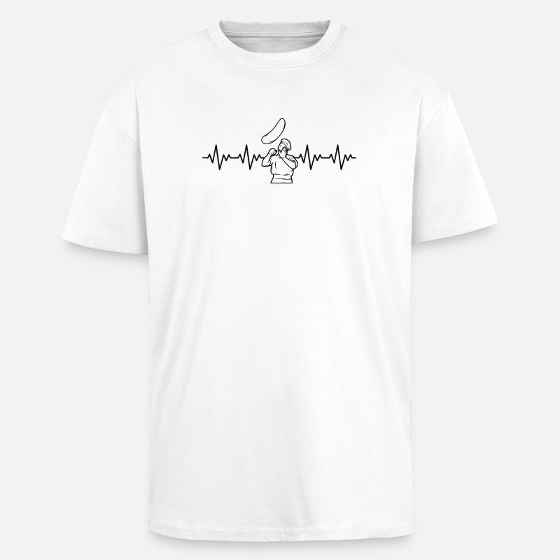 Pizzaiolo Pizzabäcker Pizza EKG Herzschlag - Oversized Heavyweight Unisex T-Shirt - Weiß
