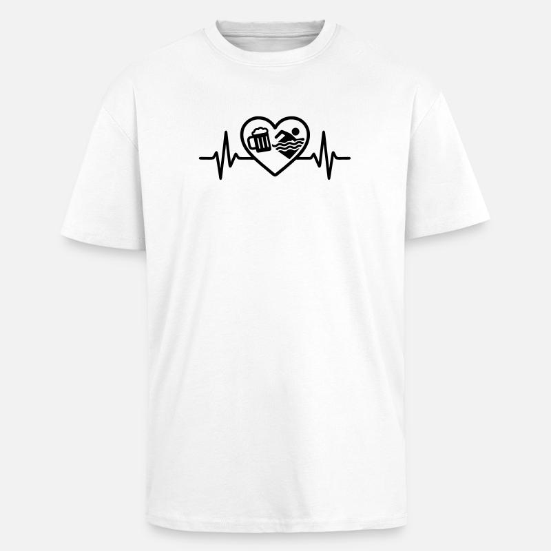 Herz Schwimmen Bier - Oversized Heavyweight Unisex T-Shirt - Weiß