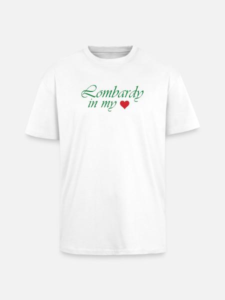 Lombardy Heart Script Design - Unisex Oversized Heavyweight T-shirt - white