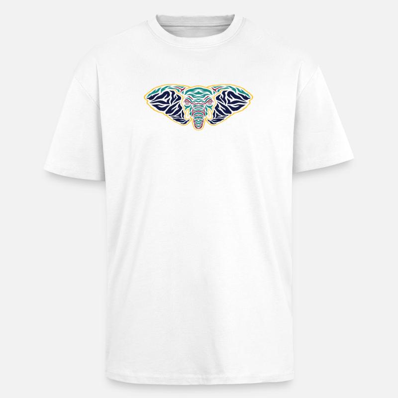 Tête d’éléphant psychédélique - T-shirt unisexe oversize épais - blanc