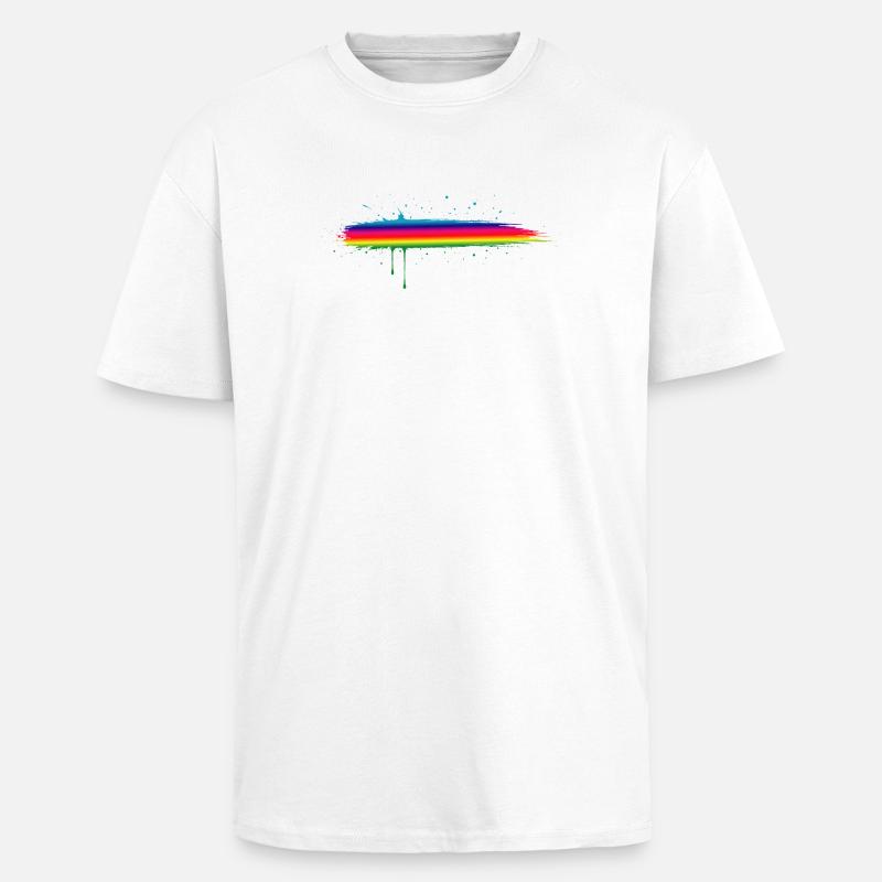 Rainbow Brush Stroke Gradient Splash - Unisex Oversized Heavyweight T-shirt - white
