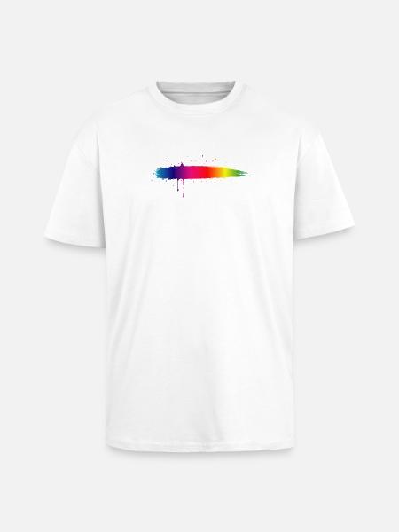 Rainbow Brush Stroke Gradient Splash - Unisex Oversized Heavyweight T-shirt - white