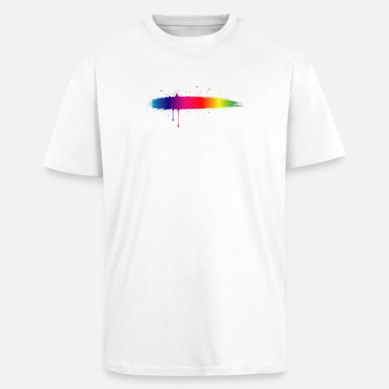 Rainbow Brush Stroke Gradient Splash - Unisex Oversized Heavyweight T-shirt - white
