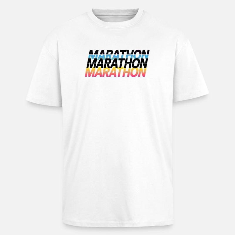 Marathon Gradient Typografie - Oversized Heavyweight Unisex T-Shirt - Weiß