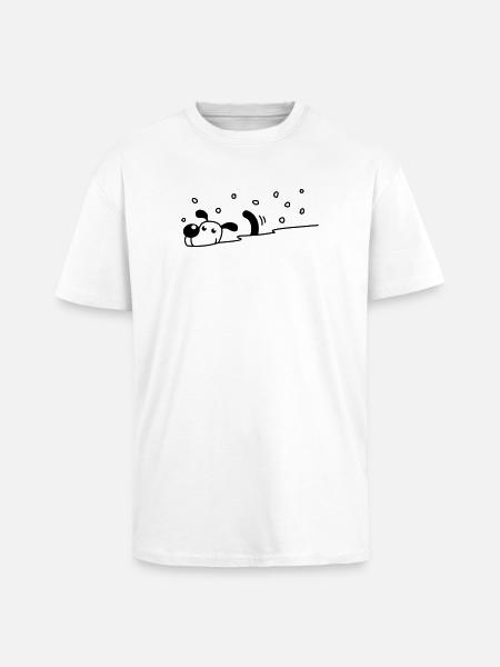 Cute dog in the snow - Unisex Oversized Heavyweight T-shirt - white