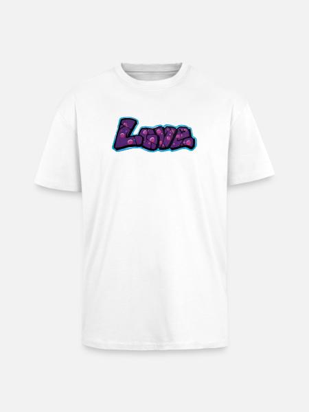 Love Graffiti Bubbelbuchstaben - Unisex Oversized Heavyweight T-shirt - white