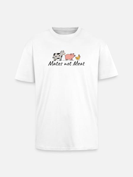 Veganer Mates not Meat Tierliebe - Oversized Heavyweight Unisex T-Shirt - Weiß