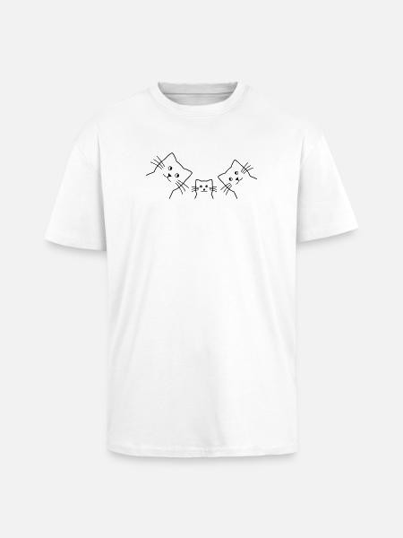 Cat family cats - Unisex Oversized Heavyweight T-shirt - white