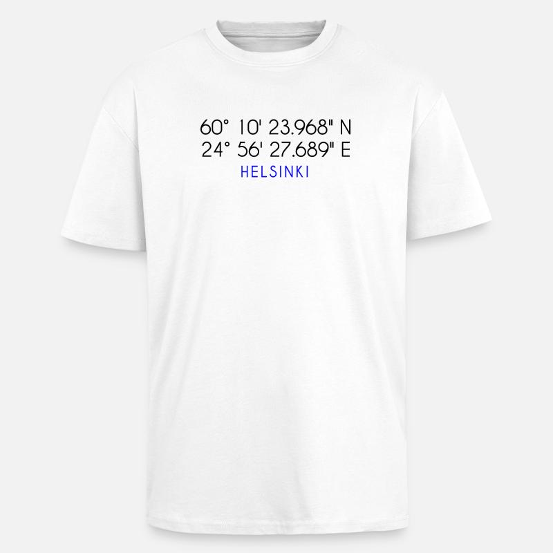 Helsinki coordinates - Unisex Oversized Heavyweight T-shirt - white